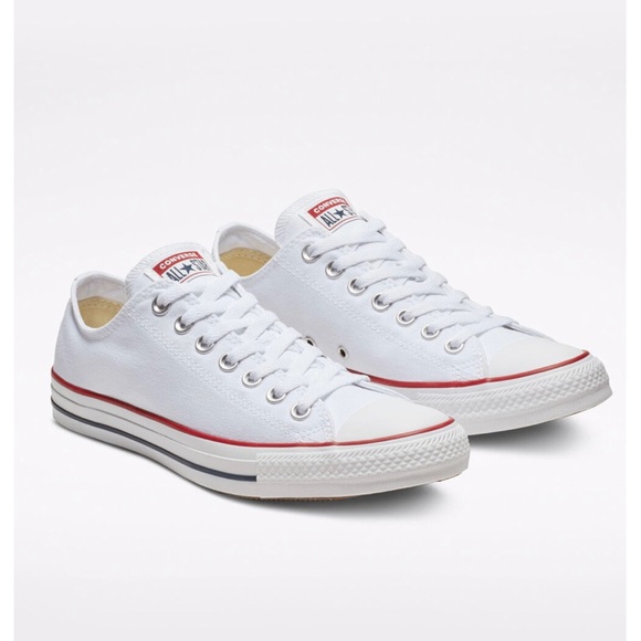 Converse Men's White and Red Canvas Sneakers - Picture 3 of 6